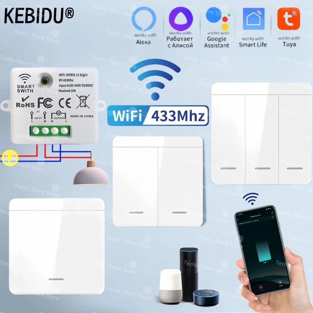 Wifi RF 433MHz สมาร์ทสวิทช์ Tuya สมาร์ท WiFi สวิทช์รีโมทคอนโทรล RF 86 ผนังแผงสวิทช์ Mini รีเลย์ตัวรับสัญญาณ 220V สําหรับ Home ไฟ Led โคมไฟพัดลม