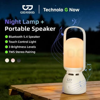 GOOJODOQ ลําโพงบลูทูธโคมไฟกลางคืน 2-in-1 แบบพกพา TWS สเตอริโอบรรยากาศแสง 1200mAh อายุการใช้งานแบตเตอรี่ยาวนาน