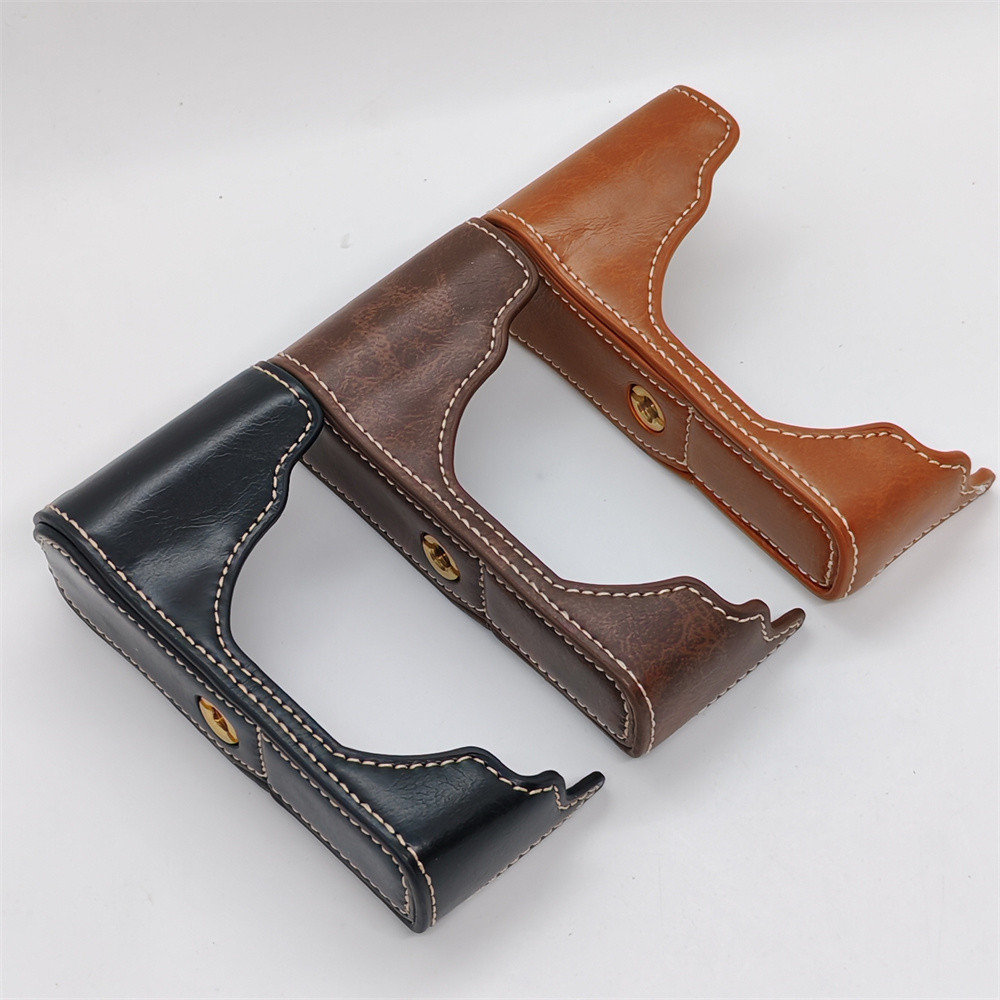 X70 PU หนังกล้องครึ่งสําหรับ Fujifilm X70 X-70 ฝาครอบฐานเปิดด้านล่าง