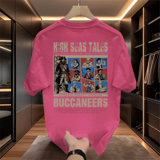 Basi💥 เสื้อยืด oversize unisex สกรีนหน้าหลัง ลาย "BUCCANEERS" เนื้อผ้าเกรดพรีเมียม คอกลม ใส่สบาย