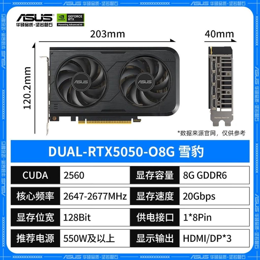 การ์ดจอ ASUS DUAL RTX 5050 8G Snow Leopard ใหม่ สำหรับเล่นเกม eSports