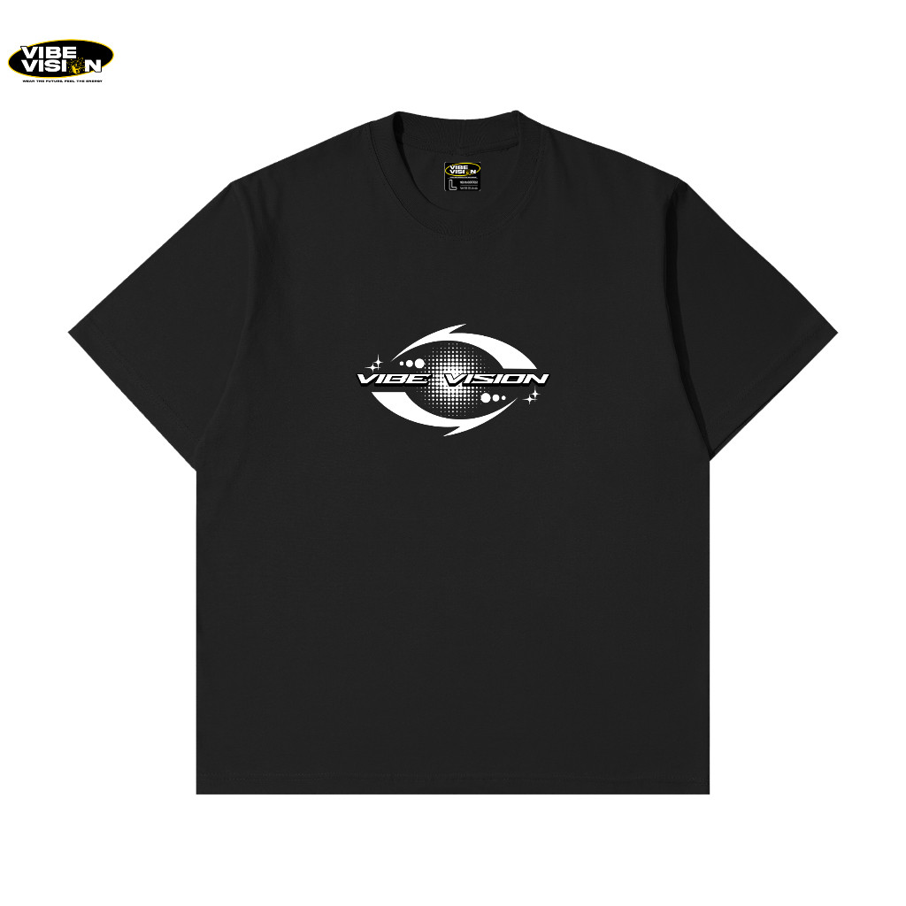 VibeVision เสื้อยืดขนาดใหญ่สําหรับผู้ชายและผู้หญิง Y2K BASIC FONT - เสื้อยืดขนาดใหญ่ Unisex OV-VSW 1