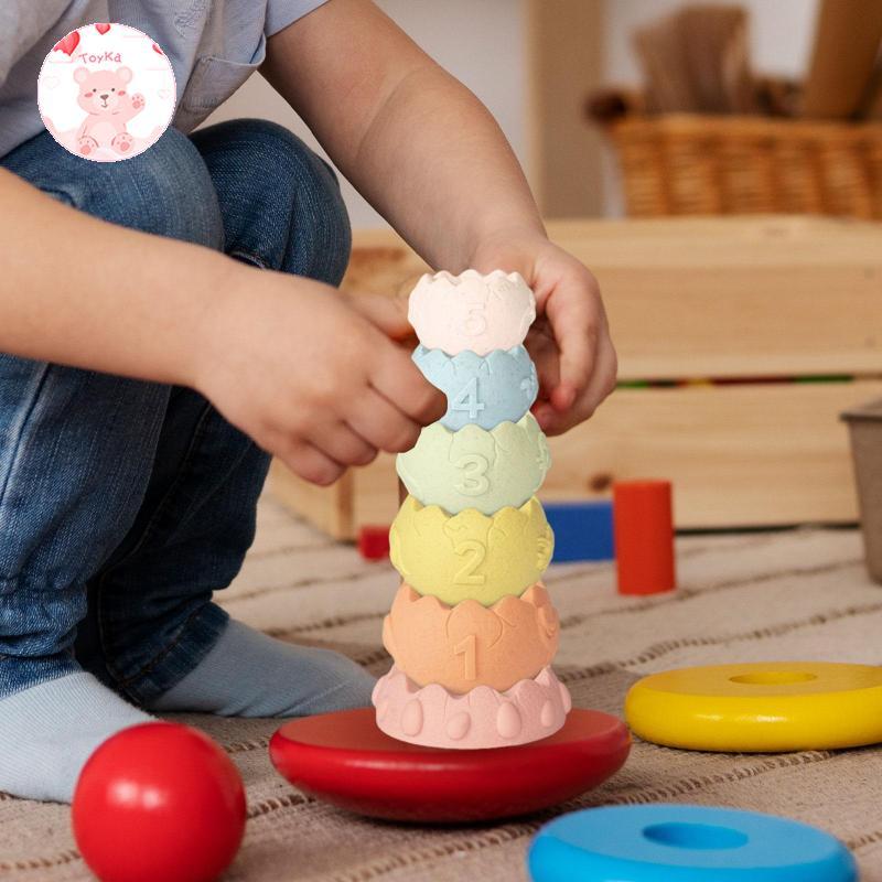 [Whbadguy] Montessori Toy Stacking Cups Game Training Toy Blocks Stack Interactive Toy