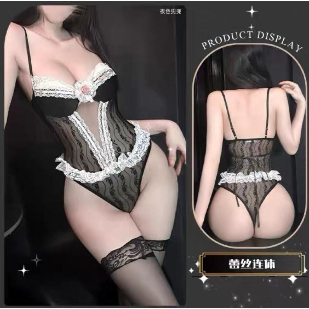 ชุดนอนบอดี้สูทเซ็กซี่ ชุดนอนไม่ได้นอน รุ่น BD696 (Cr) 🏆เกรดพรีเมี่ยมแท้ Barbie sh Love888th