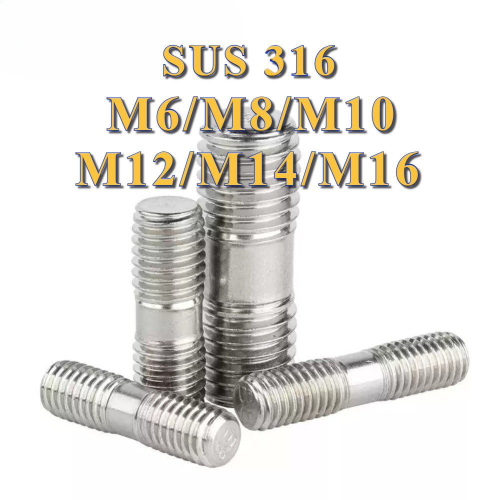 M6/M8/M10/M12/M14/M16 สตัด เกลียว 2 ข้าง เท่ากัน สแตนเลส 316 L938 Double End Studs SUS316 Stainless 