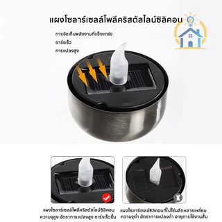 รุ่นใหม่2026 โคมไฟเทียน LED พลังงานแสงอาทิตย์ กันน้ำลุยฝน ทนทาน ตกแต่งหน้าบ้านสวน