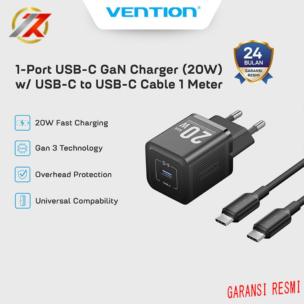 VENTION TZ-FEPB0-EU 01 Charger Hp Vention TZ-FEPB0-EU 01 Adapter Charger 1-Port USB-C GaN Charger (2