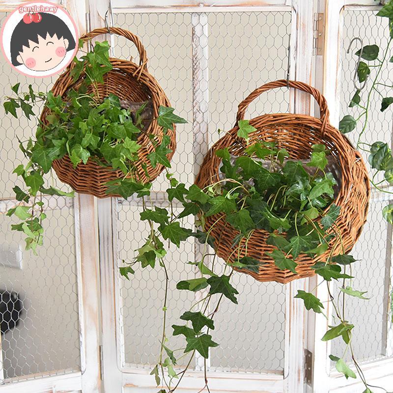 Gent Hand Made Wier หวายดอกไม้ Planter Wall Wier Rattam ตะกร้าสวน Vine หม้อพืชผู้ถือ Wall Planter ตก
