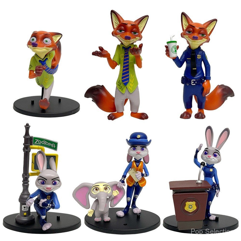 8 ชิ้น/เซ็ต 11-13 ซม.การ์ตูน Zootopia อะนิเมะรูป Judy Hopps กระต่ายตํารวจ Fox Nick Wilde รุ่น Q PVC ตัวเลขการกระทําตุ๊กตาของเล่น