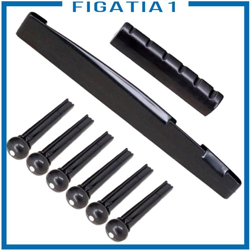 [figatia1] 6x Acoustic Guitar Bridge Pin & Guitar Saddle & Guitar Nut Kit Luthier Tool