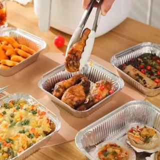 PKYSLIN 30 ชิ้นอลูมิเนียมฟอยล์ถาดอบ, 6/7/8/9 นิ้ว Non-Stick Air Fryer กระทะ,เครื่องมือทําอาหารสแควร์ Stackable น้ํามันอลูมิเนียมฟอยล์ชามเตาอบทําอาหาร
