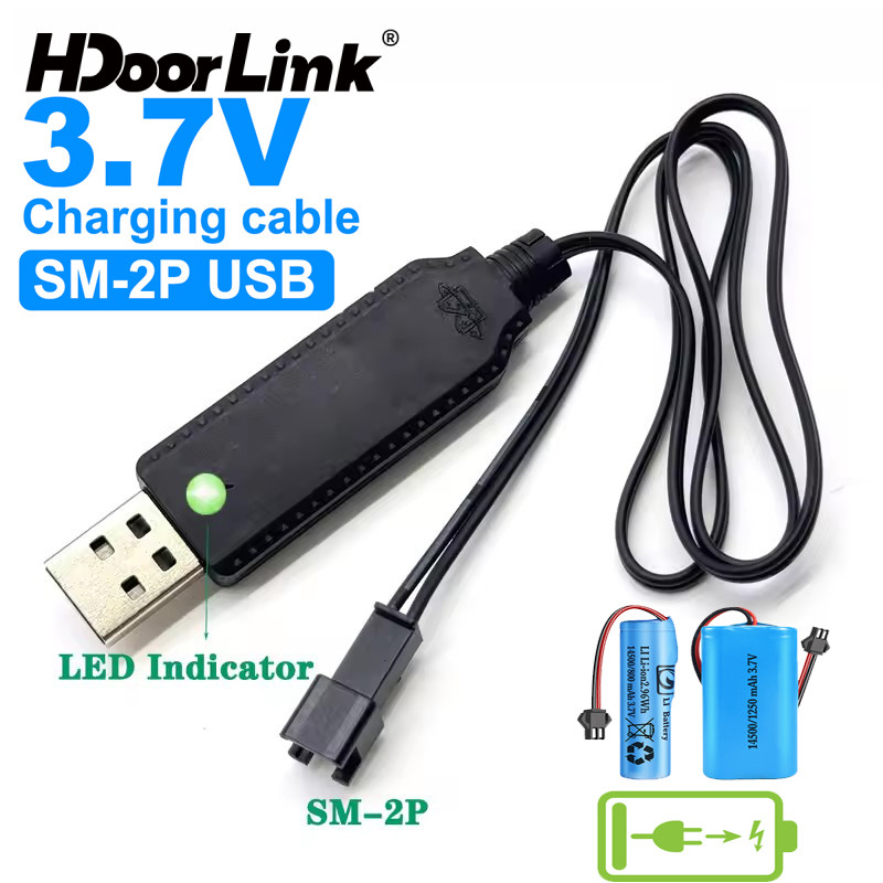 HdoorLink 3PCS Universal SM-2P ไฟ LED 3.7V สายชาร์จ USB Charger RC ของเล่น Charger Li-ion แบตเตอรี่ NiMh/NiCd แบตเตอรี่ Charger