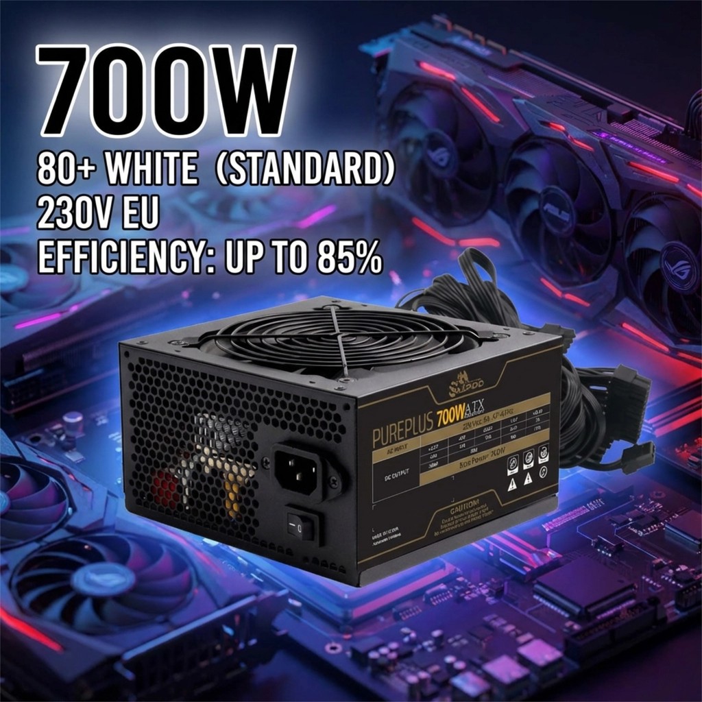 Salpido Pureplus 700W/500W 80+ แหล่งจ่ายไฟ PSU สีขาวสําหรับเล่นเกม PC Desktop ที่เชื่อถือได้และมีประ