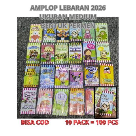 (10 แพ็ค = คอนเทนติส 100 ชิ้น) EID AL-FITR ENVELOPE UK MEDIUM CANDY SHAPE SNACK/CARTOONS/SHABIC THEM