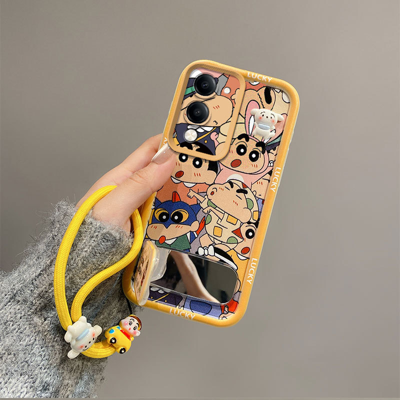 เคส For Vivo Y04 / Y29S / Y04S / Y19e tpu JMZJ หรูหรากระจกขาตั้ง Lanyard เคสโทรศัพท์ A2v - รูปที่ 3