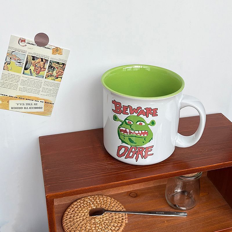 สั่งซื้อต้นฉบับ 600ml Monster Shrek Donkey การ์ตูนแก้วเซรามิคถ้วยน้ําถ้วยชาความจุขนาดใหญ่ไมโครเวฟได้