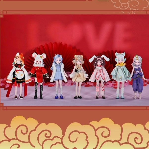 พร้อมสต็อก Manchao Zodiac Mantang Xuanying Jurui Series 8 คะแนน bjd Mystery Box Zodiac Action Figure