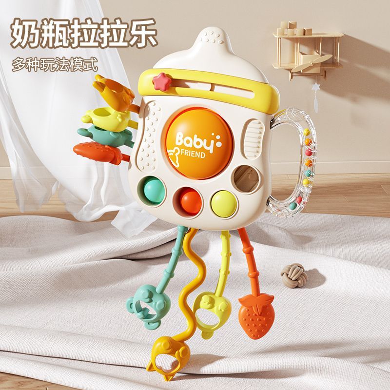Hot Sale#Baby Hand Grasping Ball Toy61-month-old Educational Early Learning Baby Bottle Pulling Fun 