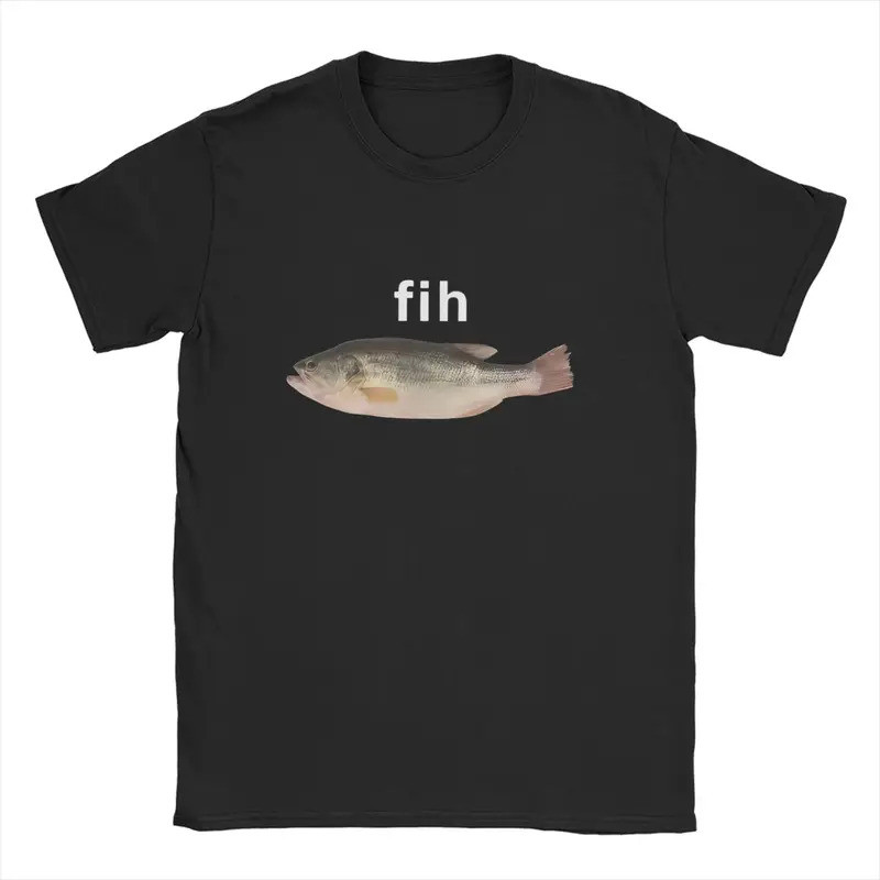 2026 New Fashionable Men's T-shirt Fih Fish Meme Print 100% Cotton Harajuku Casual Y2K Short-sleeved