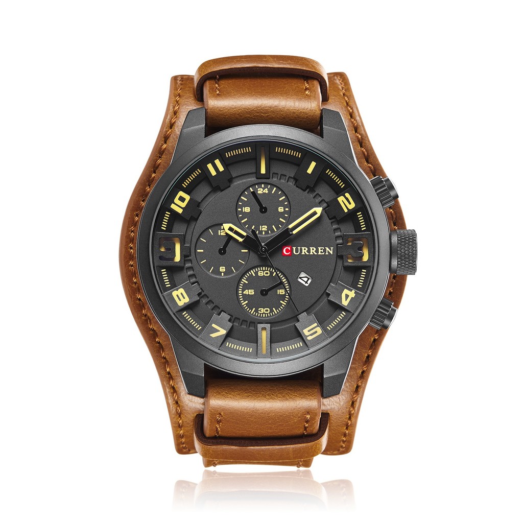 CURREN CURREN 8225 นาฬิกาผู้ชายปฏิทินนาฬิกากันน้ําเข็มขัดควอตซ์นาฬิกา E4KF