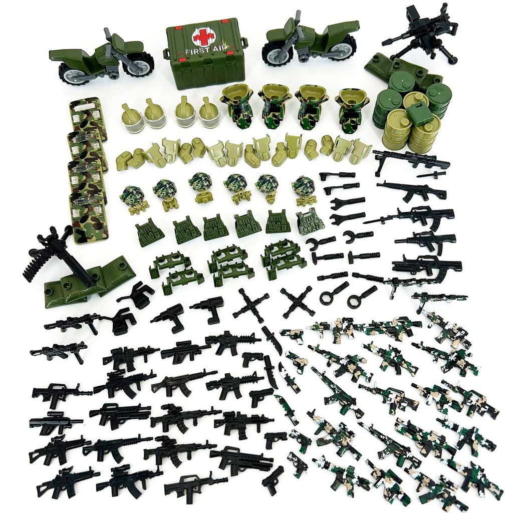 WangCow 168 Pcs Military Weapons Gun Pack, Accessories for Army Mini Figure Block Toys, Army Mini Fi