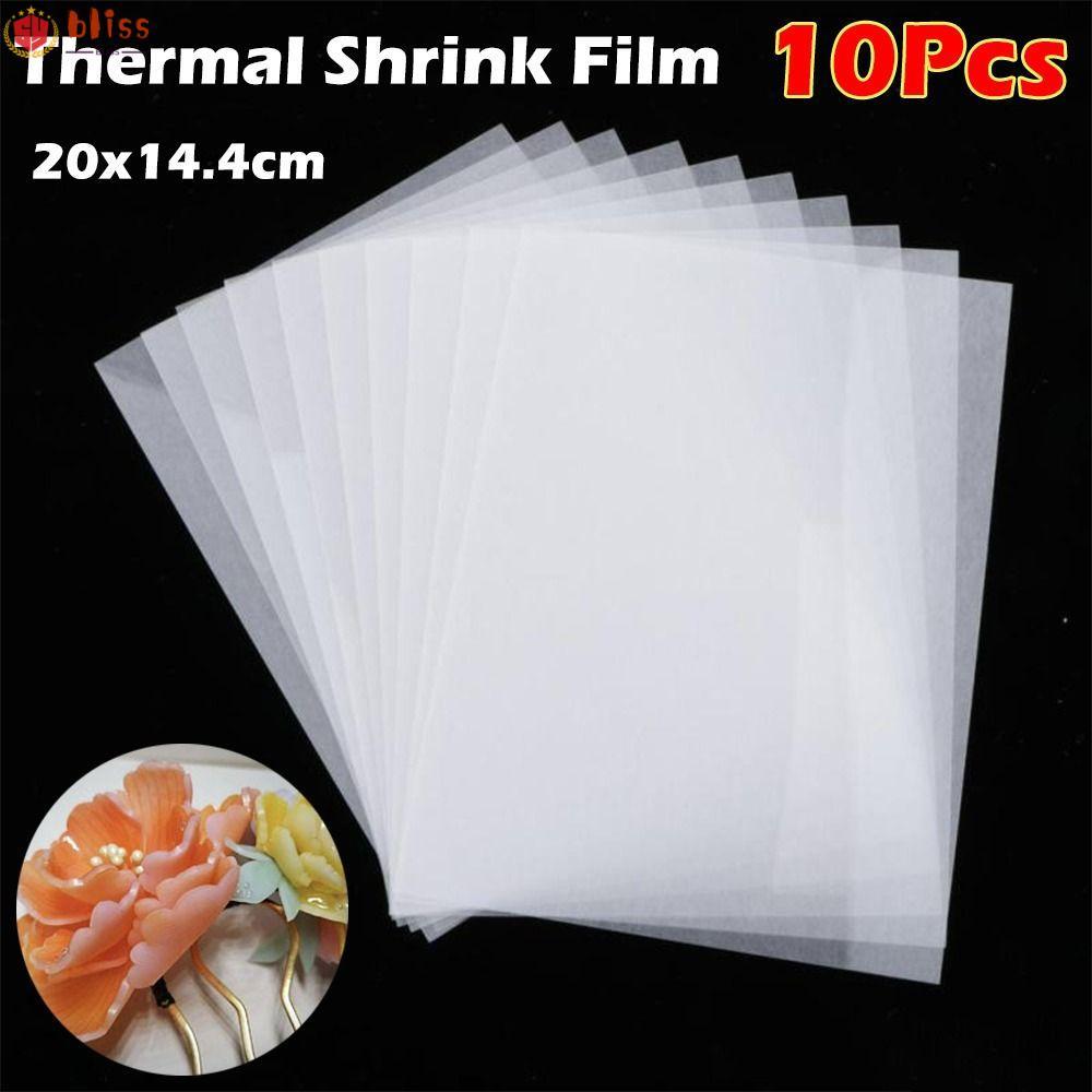BLLISS ฟิล์มหดความร้อน 10 ชิ้น พลาสติกโปร่งแสง สำหรับ DIY Shrink Art และตกแต่งงานเลี้ยง