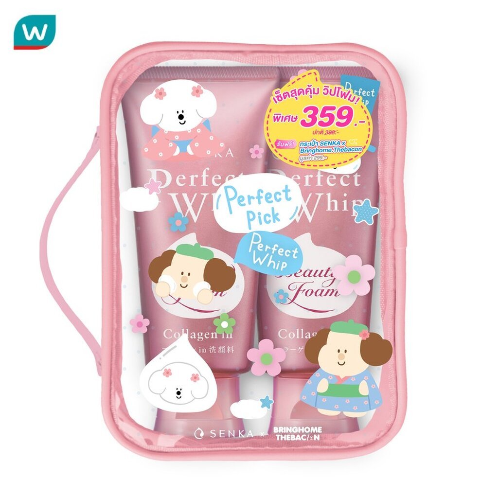 Senka เซนกะ เพอร์เฟ็ค วิป คอลลาเจน อิน 120 กรัม 2 ชิ้น (ุรุ่นกระเป๋า Bringhome Thebacon)