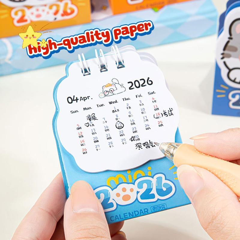 [JBTH] 4PCS Mini 2026 ปฏิทินแบบพกพาแมวน่ารักสํานักงานอุปกรณ์การเรียนปฏิทินปฏิทินตั้งโต๊ะวางแผนรายเดื