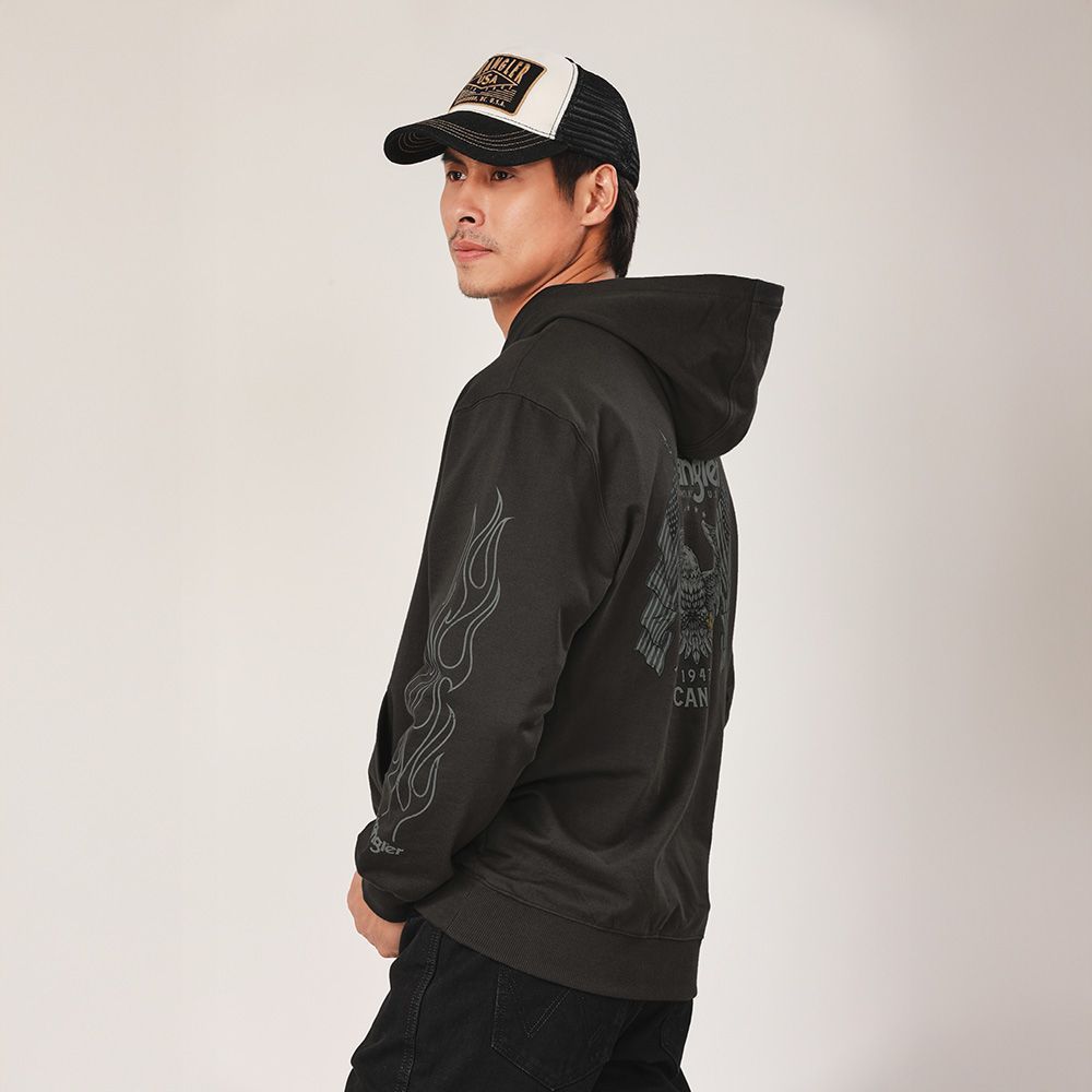 WRANGLER เสื้อฮู้ดดี้ผู้ชาย คอลเลคชั่น Biker Look รุ่น WR F425MHODN30 สีเทา - รูปที่ 3