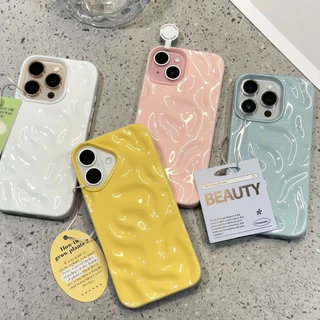 COD-ในไทย💥สำหรับ iPhone 16 15 14 13 12 11 Pro Max X XS XR XS 7 8 6 Plus เคส เคสโทรศัพท์น่ารัก Candy Color Wave