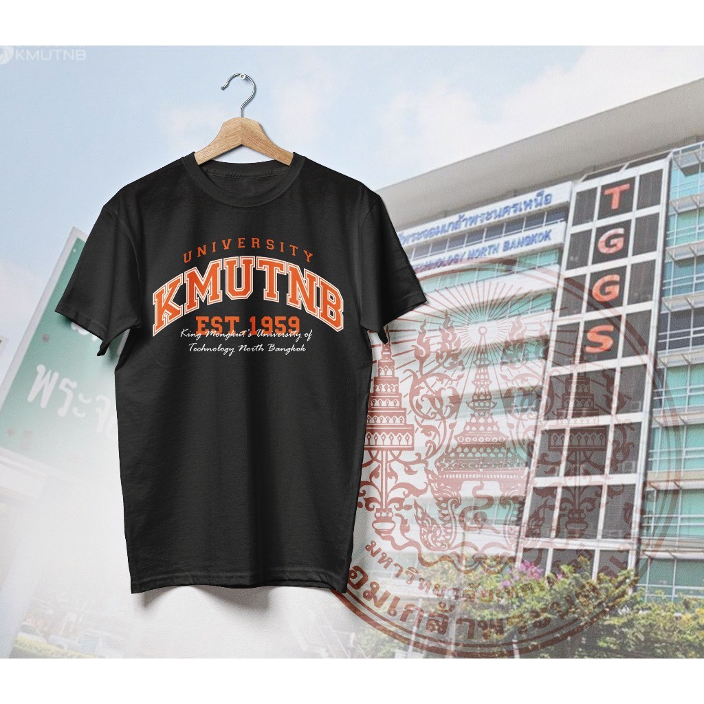 เสื้อยืดพิมพ์ลาย KMUTNB ทำจากผ้าฝ้าย คอกลม แขนสั้น ใส่ได้ทั้งชายและหญิง มีไซส์ S-5XL