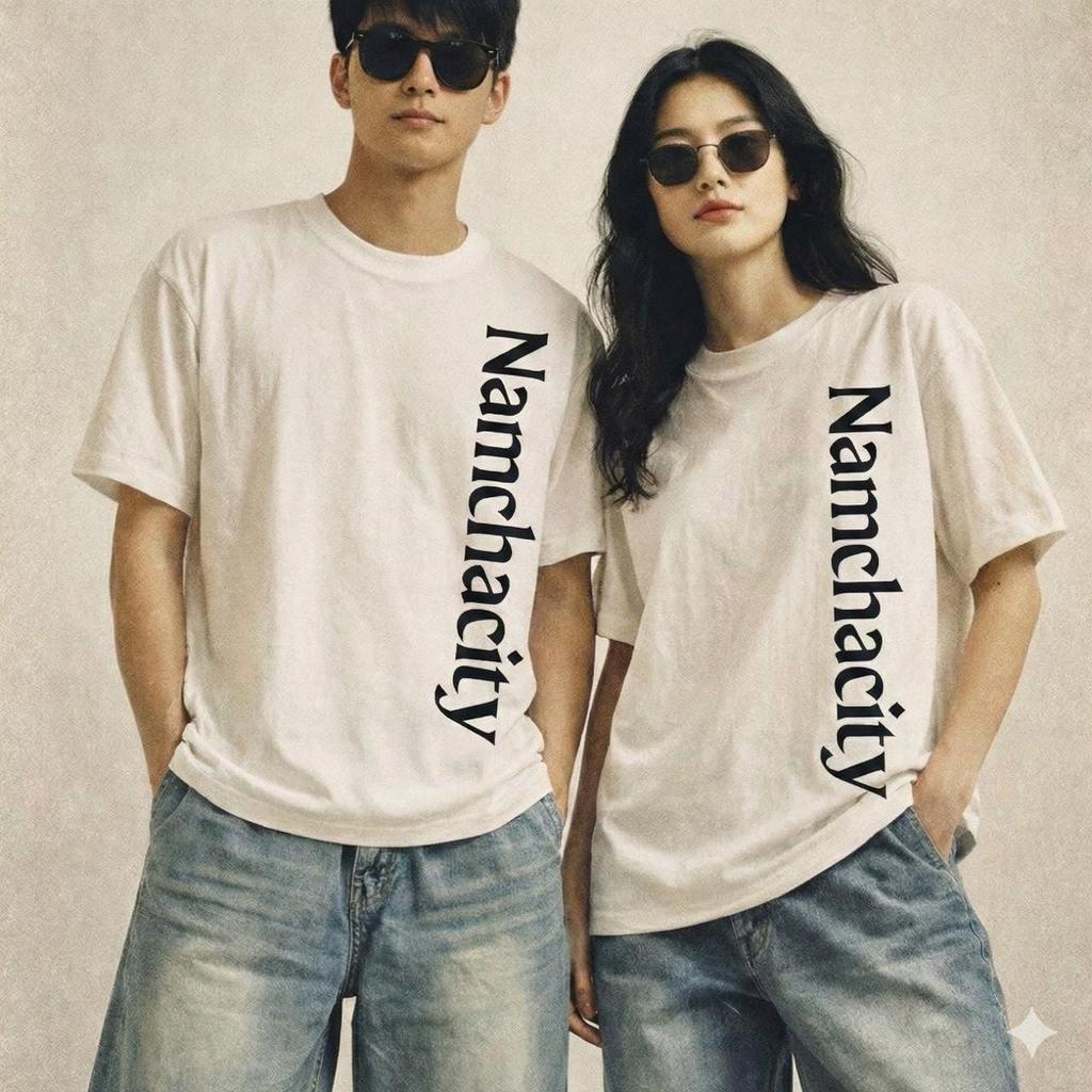 NAMCHA เสื้อยืดคอกลม แขนสั้น ผู้ชาย ผู้หญิง เสื้อยืด