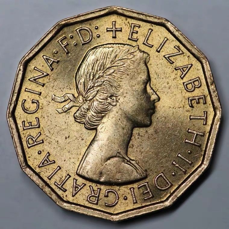 Fidelity เหรียญต่างประเทศยี่ห้อใหม่อังกฤษ 1963 3 Pence เหรียญทองแดง 21.5mm Fidelity เหรียญต่างประเทศ