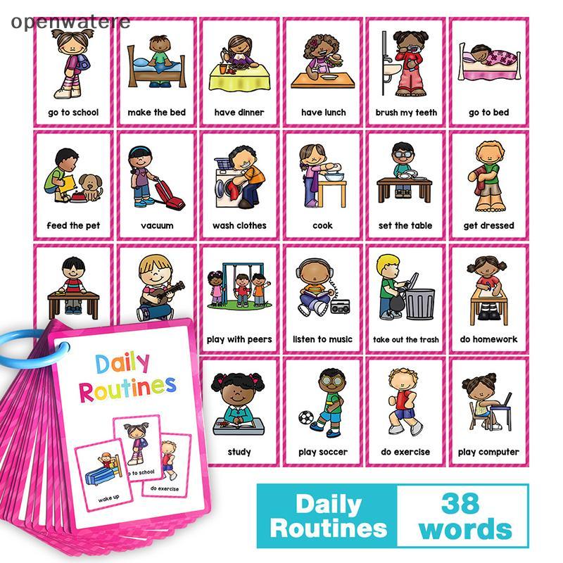 Openwatere Montessori การ์ดคําภาษาอังกฤษสําหรับโรงเรียนอนุบาล Early Education VVV