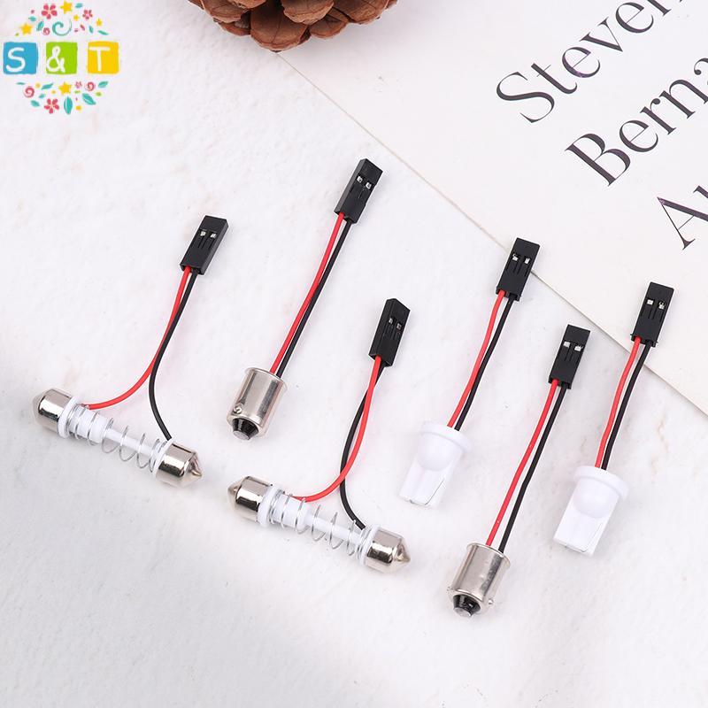 [S&T] อะแดปเตอร์ 10 ชิ้นสําหรับไฟรถยนต์แผง Led หยุดโคมไฟภายในรถโดมหลอดไฟ T10 BA9S T4W Festoon To Pin