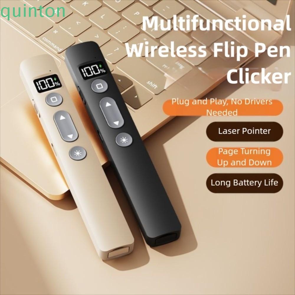 QUITON Laser Pointer Clicker, 2.4GHz Meeting Wireless Flip Pen Clicker, ทนทาน Remote Presentation อิ