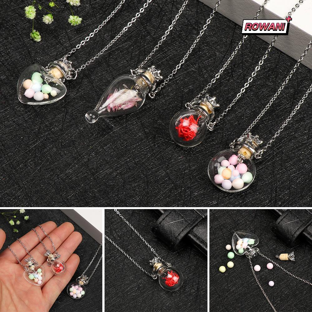 ROWAN1 Glaze Vial สร้อยคอเปิดได้ Make Wishes โซ่เหล็กจี้น้ํามันหอมระเหย