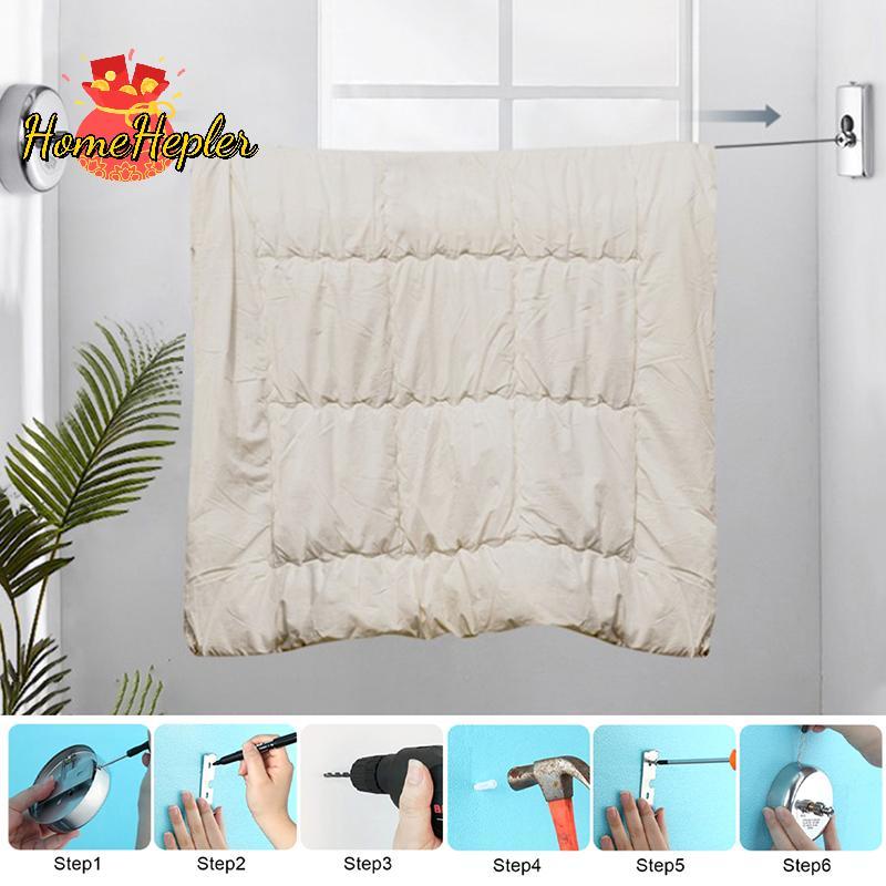 HomeHepler Portable Stainless Retractable Clotheslines Dryer Organiser Laundry Hanger ใหม่