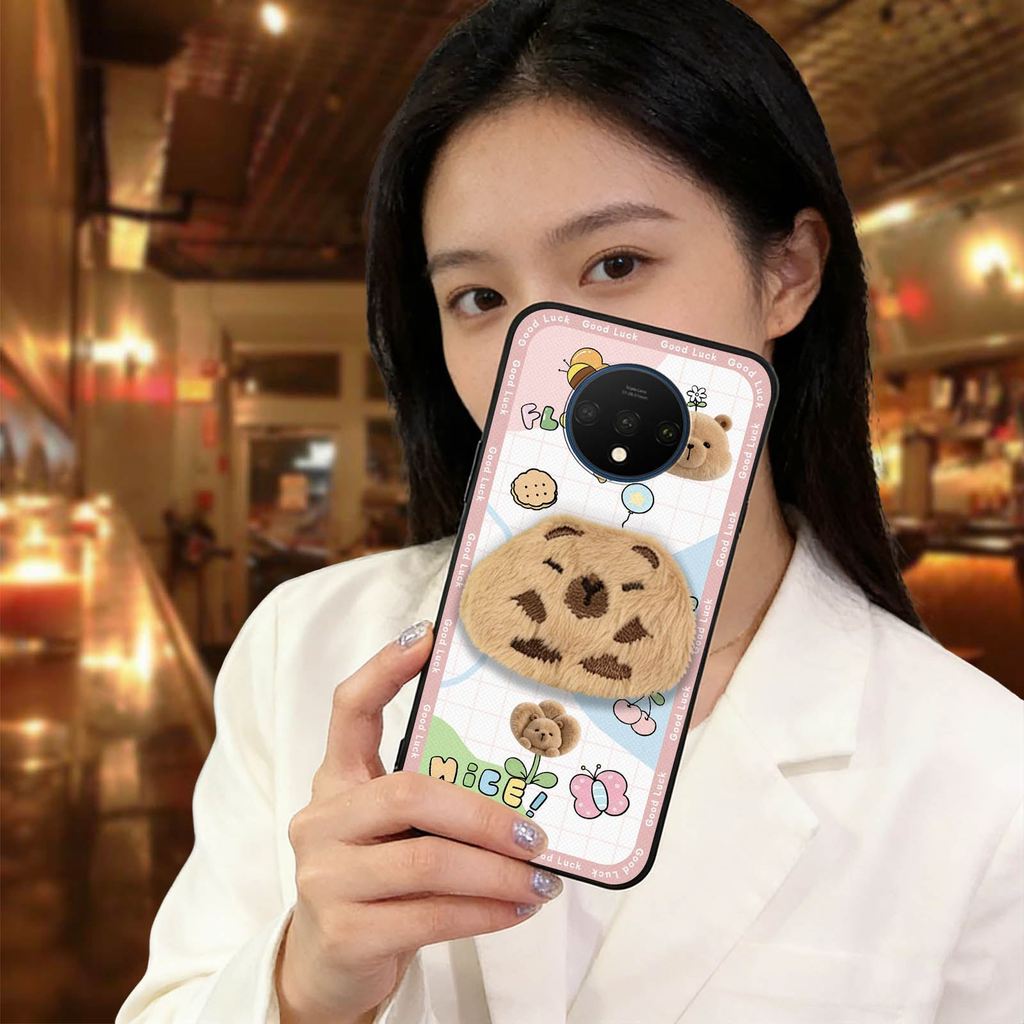 Dirt-proof 3Dเคสโทรศัพท์สําหรับOne Plus 7T/1 + 7Tป้องกันผ้าPatchกันน้ําการ์ตูนทนทานปกหลังสามมิติPlus