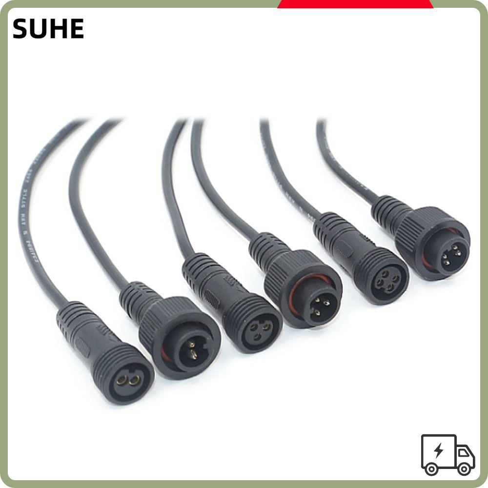 SUHE 2 ชุด 2Pin3Pin4Pin สาย 2Pin 3Pin 4Pin จอแสดงผล Pin สีดําอุปกรณ์สายไฟกันน้ําสายเชื่อมต่อ