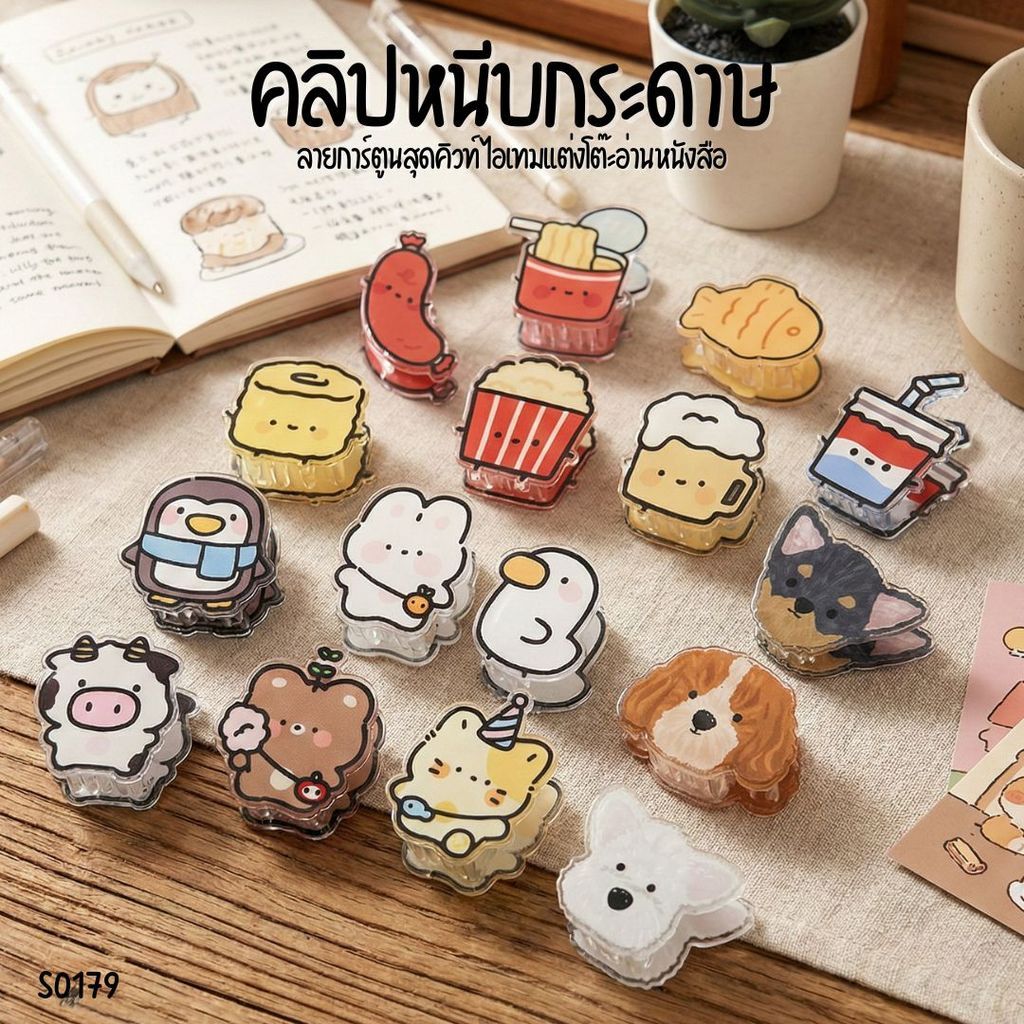 S0179 ตัวหนีบกระดาษ คลิปหนีบรูป ลายการ์ตูน คลิปหนีบกระดาษ สุดคิวท์ ไอเทมแต่งโต๊ะ อ่านหนังสือ