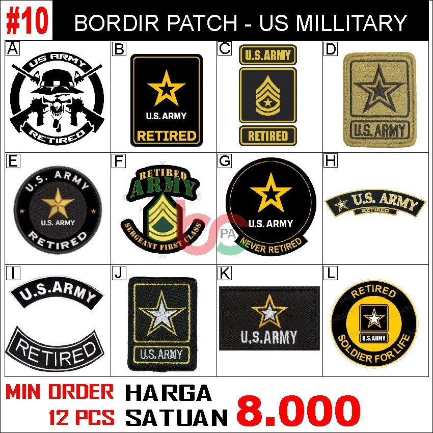 HDP 10 PATCH EMBROIDERY US ARMY MILLITARY INSIGNIA USAF NAVY RETIVER WW2 RANK VETERAN AIR/SPECIAL FO