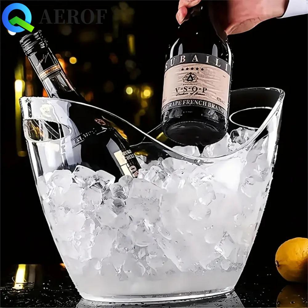 AEROF ถังน้ําแข็งอะคริลิก 4/8/12L ถังน้ําแข็งโปร่งใสทนทาน Anti-fall ความจุขนาดใหญ่ขวดทองแสง Ice Cool