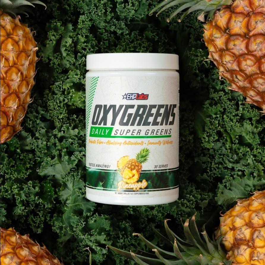 EHPlabs OxyGreens Daily er Greens Powder - Gut Cleanse & Digestion, Fibre Organic, spirulina อาหารที