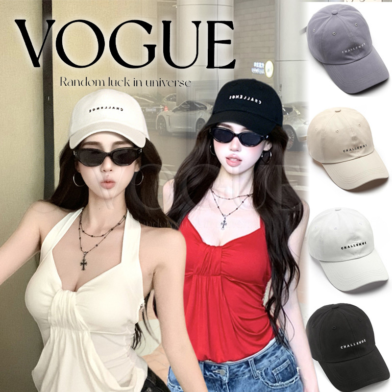 Vogue🌟พร้อมส่ง🌟 หมวกแก็ป ทรงบาสบอล ดีเทลตัวหนังสือเก๋ๆ สายปรับได้ ใส่สบาย  (MK-20)