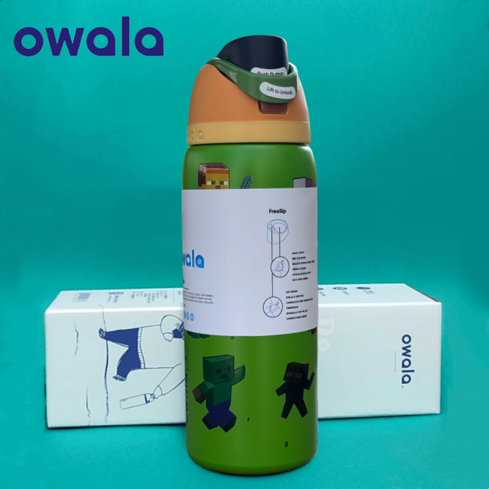 Owala FreeSip พร้อมฝา Chug และหลอด - 24oz 32oz ฉนวนสูญญากาศ Double Wall ป้องกันการรั่วซึม ปราศจาก BPA สําหรับเด็ก