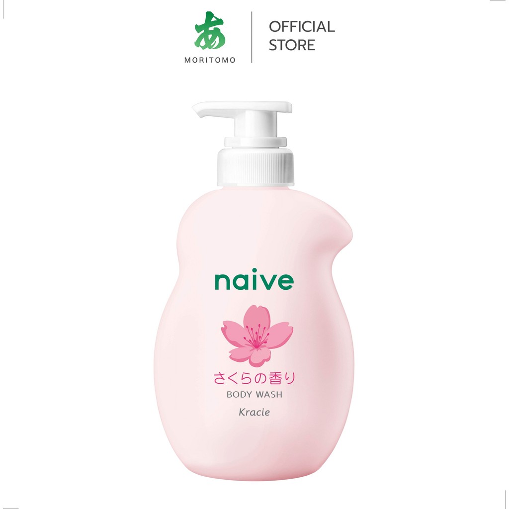 MORITOMO Official - NAIVE Body Wash (Sakura) 530 ml / สบู่เหลวทำความสะอาดผิวกาย กลิ่นซากุระ ผิวเนียนลื่น ชุ่มฉ่ำ