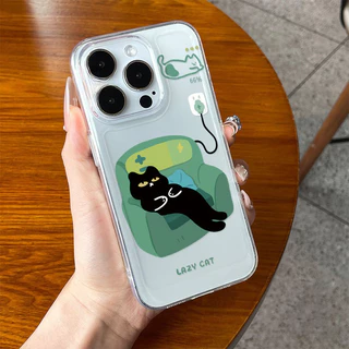 โปร่งใส จัดส่งจากประเทศไทย แมวดำลำลอง for iPhone เคสไอโฟน17 11 12 13 14 15 16 PLUS PRO MAX X XS MAX XR 7/8PLUS แอปเปิ้ลโ
