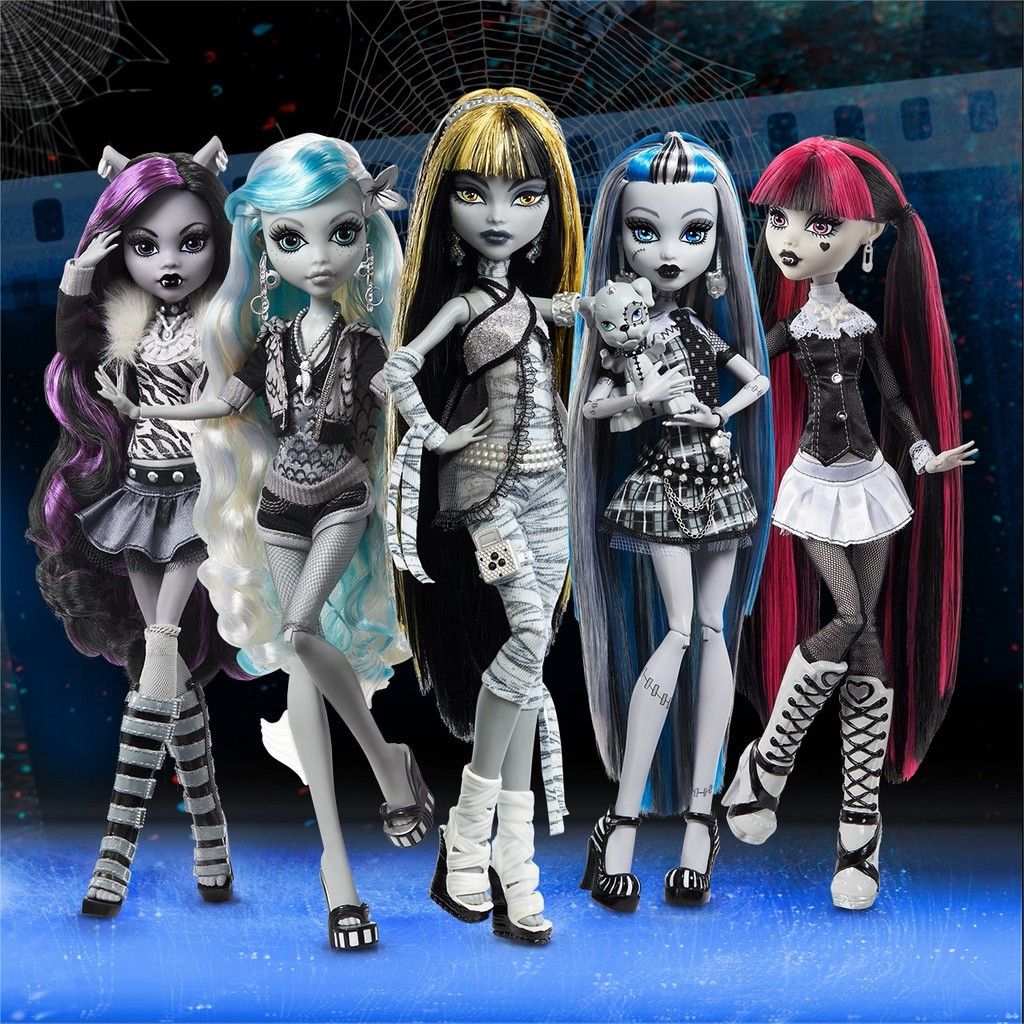 Mattel Doll Monster High Reel Drama G1 ตุ๊กตาจําลองสีดําและสีขาวคลาสสิก RM182