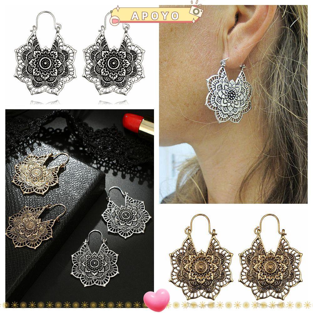 APOYO ต่างหูลายดอกไม้ Bohemian Style